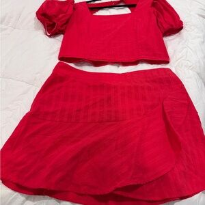 Red Skirt Set